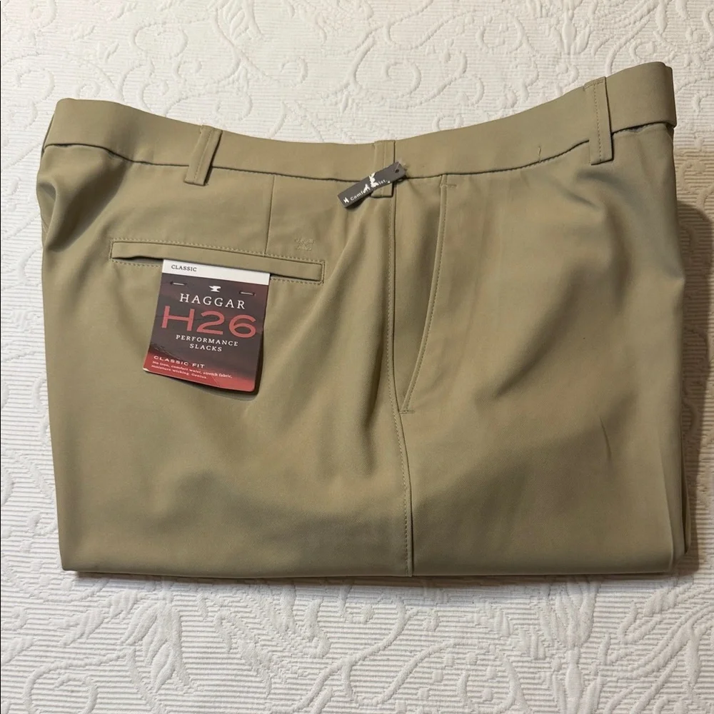 Haggar H26 Classic Tan Performance Trousers NWT 38/29